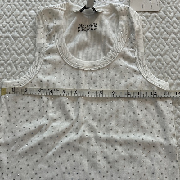 Davi & Dani White Rhinestone Ribbed Tank Size M/L - Picture 7 of 8